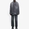 SS21 Ripped Denim-skjorte til mænd, sort 657610TBP191090