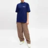 SS21 T-shirt med tryk, rund hals og korte ærmer, blå 641655TIV521195