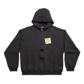 Sticky Note-hettetrøje med lynlås og medium pasform “Black Faded” 744457TOVD31055