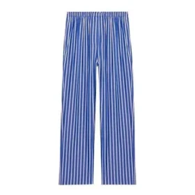 Stribet bomuldspoplin-bukser med brede ben “Blue” 583438TJM214800