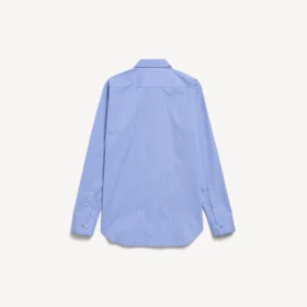 Stribet poplin-skjorte til kvinder i blå/marineblå