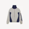 Strikket cardigan med lynlås til mænd i grå/marineblå Strikket cardigan med lynlås til mænd i grå/marineblå
