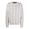 Sweater med logo overalt og rund hals “White Black” 702952T32339054