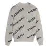 Sweatshirt i uldblanding med logo overalt og rund hals “Grey Black” 555481T14711262