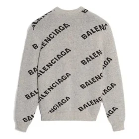 Sweatshirt i uldblanding med logo overalt og rund hals “Grey Black” 555481T14711262 Sweatshirt i uldblanding med logo overalt og rund hals “Grey Black” 555481T14711262