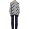Sweatshirt i uldblanding med logo overalt og rund hals “Grey Black” 555481T14711262