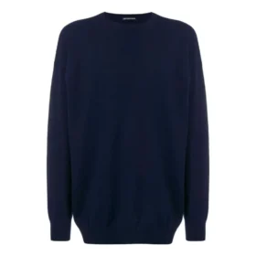 Sweatshirt med logo på ryggen, rund hals og strikket kashmir “Navy” 583111T40924140