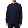 Sweatshirt med logo på ryggen, rund hals og strikket kashmir “Navy” 583111T40924140