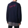 Sweatshirt med logo på ryggen, rund hals og strikket kashmir “Navy” 583111T40924140
