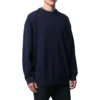 Sweatshirt med logo på ryggen, rund hals og strikket kashmir “Navy” 583111T40924140
