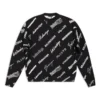 Sweatshirt med rund hals og logo-print overalt “Black White” 724858T16651070