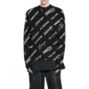 Sweatshirt med rund hals og logo-print overalt “Black White” 724858T16651070