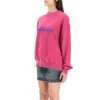 Sweatshirt med rund hals og skriftlogo “Dark Fuchsia” 697869TMVB50507