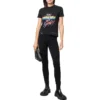 T-shirt i jersey med grafisk print og small-fit i distressed-look “Washed Black” 612964TMVH31055