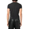 T-shirt i jersey med grafisk print og small-fit i distressed-look “Washed Black” 612964TMVH31055