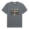 T-shirt med bandportræt og logo, retro, korte ærmer, grå 612965TIV471404