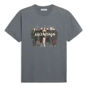 T-shirt med bandportræt og logo, retro, korte ærmer, grå 612965TIV471404