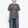 T-shirt med bandportræt og logo, retro, korte ærmer, grå 612965TIV471404