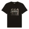 T-shirt med bandportræt-print, logo, retro, løs pasform, korte ærmer, unisex, sort 612966TIVA11000
