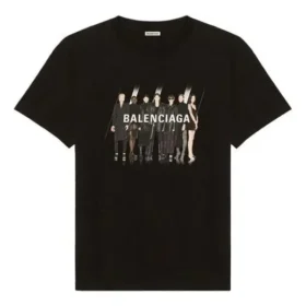 T-shirt med bandportræt-print, logo, retro, løs pasform, korte ærmer, unisex, sort 612966TIVA11000