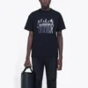 T-shirt med bandportræt-print, logo, retro, løs pasform, korte ærmer, unisex, sort 612966TIVA11000