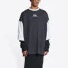 T-shirt med logo og 3/4-ærmer “Washed Black Heather Grey” 699190TMVC81208