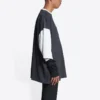 T-shirt med logo og 3/4-ærmer “Washed Black Heather Grey” 699190TMVC81208