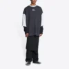 T-shirt med logo og 3/4-ærmer “Washed Black Heather Grey” 699190TMVC81208