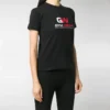 T-shirt med logo-tryk og rund hals, sort 612964TIVD51000