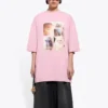 T-shirt med rund hals og korte ærmer, lyserød, 641532TJVG85630