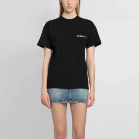 T-shirt med rund hals og korte ærmer, sort 612965TKV861070 T-shirt med rund hals og korte ærmer, sort 612965TKV861070