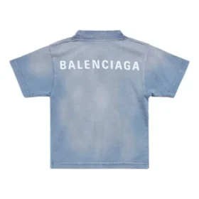 T-shirt med rygprint “Blue White” 681864TPVK14313