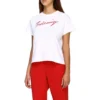 T-shirt med signatur-alfabetlogo, korte ærmer, hvid 583217TFV639783