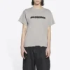 T-shirt med sløret logo, huller, retro-klassisk, korte ærmer, unisex, grå 661705TKVD58174