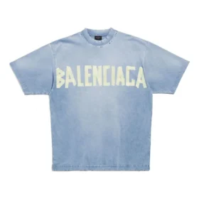Tape Type T-shirt med tapedesign, medium pasform “Faded Blue” 739784TOVA94530