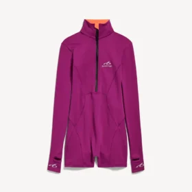 Techwear-bodysuit til kvinder med korte lange ærmer i violet/orange