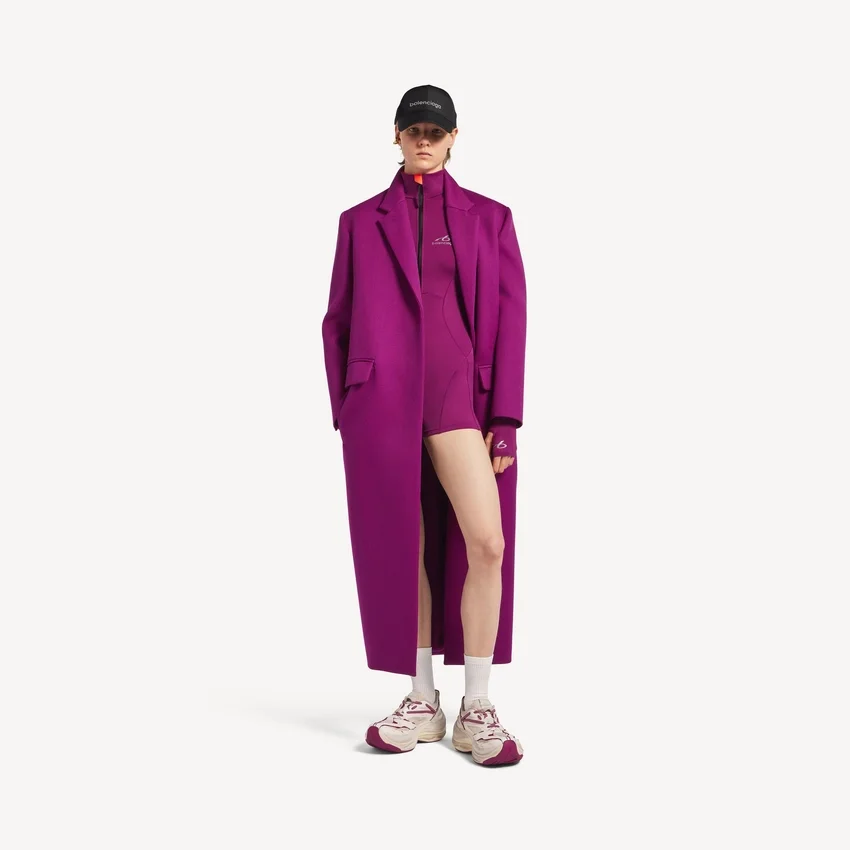 Techwear-bodysuit til kvinder med korte lange ærmer i violet/orange Techwear-bodysuit til kvinder med korte lange ærmer i violet/orange