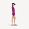 Techwear-bodysuit til kvinder med korte lange ærmer i violet/orange Techwear-bodysuit til kvinder med korte lange ærmer i violet/orange