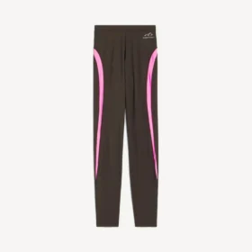Techwear-leggings til kvinder i khakibrun/neonrosa