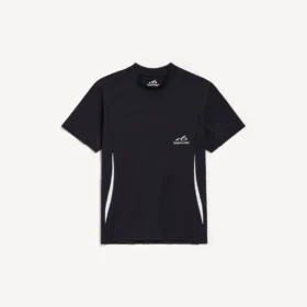 Techwear-T-shirt med korte ærmer til mænd i marineblå/hvid