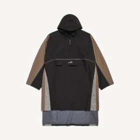 Teknisk poncho til mænd i sort