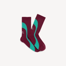 Tekniske herrestrømper i burgundy/aqua