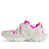 Track Sock Sneakers “Hvid og neonrosa strik og nylon” 736328W3SKC9055
