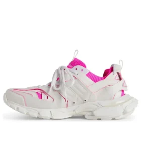Track Sock Sneakers “Hvid og neonrosa strik og nylon” 736328W3SKC9055