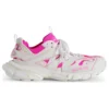 Track Sock Sneakers “Hvid og neonrosa strik og nylon” 736328W3SKC9055