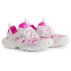 Track Sock Sneakers “Hvid og neonrosa strik og nylon” 736328W3SKC9055
