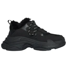 Triple S “Kunstpels – Sort” 668562W3CQ51000