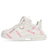 Triple S Logotype Sneaker “Hvid og lyserød teknisk materiale” 654251W2FAB9050