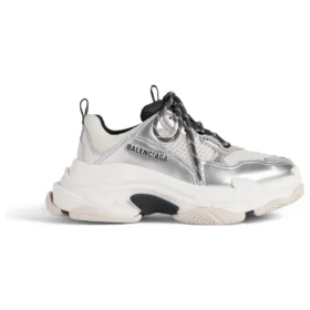 Triple S-Sneakers “Sort, hvid og sølv med dobbelt skum og mesh” 536737W2FWM8191