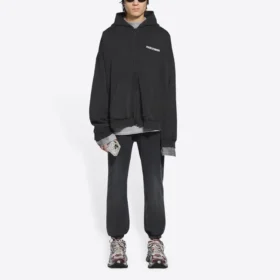 Turn Zip-Up-hettetrøje, bred pasform “Black” 674719TLVB49034